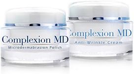 Complexion MD Anti Aging 2 Step Skin Care System (Bundle) - Microdermabrasion Scrub (1.69 oz) + Anti Wrinkle Cream (1 oz) - Reduce Fine Lines & Wrinkles - with Peptides & Hyaluronic Acid