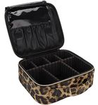 INOVERA (LABEL) Nylon Leopard Printed Professional Cosmetic Makeup Storage Organizer Cosmetic Bag With Adjustable Compartment -Brown, 26 X 23 X 9 Cm, Standard, Multicolor