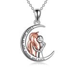 YFN I Love You to the Moon and Back Horse Pendant Necklace Jewelry Sterling Silver Girls with Horse Gift for Women Girls