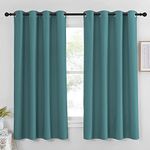 NICETOWN Light Blocking Window Blinds - Thick Ring Top Blackout Curtain Draperies for Bedroom/Studyroom (1 Panel, W52 x L63 inch, Sea Teal)