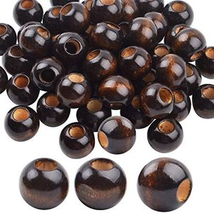 Wooden Dreadlock Beads, 100 Pieces Wooden Hair Beads Large Hole Beads Loose Spacer Beads for Jewellery Making, Size : 20mm, Black Coffee