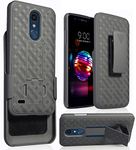 LG K30/K10 2018/Premier Pro Case with Clip, Nakedcellphone Black Kickstand Cover + Belt Hip Holster for LG K10 (2018), K30, K30 Plus, Premier Pro (LMX410UM, L413DL)