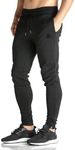 BROKIG Mens Gym Athletic Pants Sport Joggers Workout Sweat Pants (Large, Black)