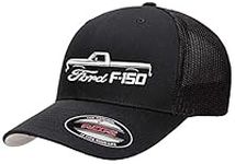 1973-77 Ford F150 Pickup Truck Classic Outline Design Flexfit 6511 Trucker Mesh Fitted Cap, Black, One Size