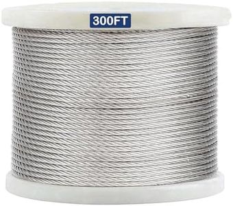 hannger 3/16" Stainless Steel Cable, 300FT Wire Rope, 7 x 19 Strand Aircraft Cable, 3700lbs Breaking Strength for Zipline Cable, Deck Railing, Boat Lifts Cable, Shade Sails