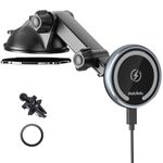 MAGJIEYX for MagSafe Car Mount Charger, Magnetic Wireless Fast Charging for iPhone15,14, 13, 12 Pro Max,Plus,Mini,3-in-1 Vent/Dash/Windshield Auto-Alignment Phone Holder (No 36W QC3.0 Adapter)