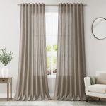 Nanspring Mocha Back Tab Linen Curtains for Living Room 2 Panels Set Semi Sheer Curtains for Dining Room 52X90