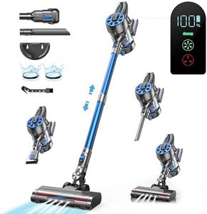 Cordless Vacuum Cleaner, 36000Pa/450W Powerful Suction Stick Vacuums with LED Display Lightweight Handheld Vacuums,Cordless Stick Vacuum Cleaner for Home, Pet Hair, Car (Blue)