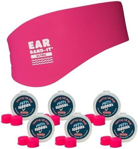 EAR BAND-IT Ultra Swimming Headband with Putty Buddies earplugs - 6 Pair Soft Silicone Premium Ear Plugs - The Best Swim Headband and Earplugs - (Hot Pink Medium)