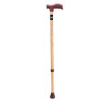 Dr. TORSO Walking Stick with Adjustable Height | Strong Mild-Steel Body for Patients, Old People or Physically Challenged (Wooden Finish)