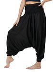 B BANGKOK PANTS Women's Harem Pants Jumpsuit Hippie Clothes (Black Classic, One Size)