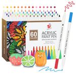 TBC The Best Crafts Acrylic Paint Pen -60 Color waterproof, non-toxic, odorless, suitable for paper, pottery, stones, backpacks, glass, eggs, fabrics, plastics, handicrafts, gift cards Gifts for Kids