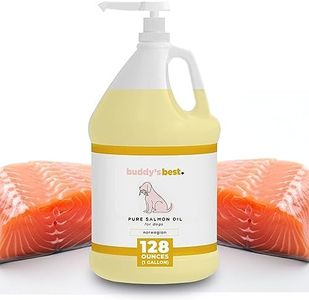 Salmon Oil for Dogs - 100% Pure Norwegian Virtually Odorless Fish Oil - Omega-3 Supplements for Dogs & Cats - Promotes Healthy Skin & Coat - Dog Food Oil in Pump Bottle (128 oz / 1 Gal / 3.785 Litres)