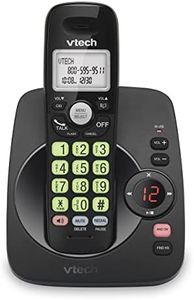 VTech DECT 6.0 Cordless Phone with Answering Machine, Blue-White Display, Backlit Buttons, Full Duplex Speaker, Caller ID/Call Waiting, 1000 ft Range - Black