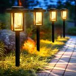 GIGALUMI Solar Pathway Lights, 8 Pack Garden Solar Outdoor Lights, IP65 Waterproof Landscape Lighting for Yard and Walkway, Solar Powered Garden Decor for Outside Patio Porch, Warm White