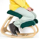 VILNO Ergonomic Kneeling Office Chair - Rocking Home & Work Wooden Computer Desk Chairs, Back & Neck Spine Pain, Better Posture, Ergo Knee Support Stool, Cross Legged Sitting (Green)