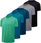 5 Pack: Boys Mesh Short Sleeve Shirts Crew Neck Boy Shirt T-Shirt Tshirt Tops Tees Girls Youth Teen Active Wear Athletic Quick Dry Basketball Gym Sport Undershirt Tee Soccer Top -Set 12,Medium 8-10