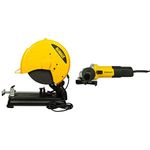 DEWALT D28870 2200W 355mm Heavy Duty Chop Saw with STANLEY SG7100 750W 100mm SLIM Small Angle Grinder