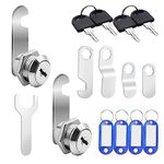 Jognee Pack of 2 Letterbox Lock 16 mm with 4 Keys and 10 Lock Plates, Cabinet Lock, Furniture Lock, Locker Lock, Lever Lock for Letterboxes, Cupboards, Drawer (16 mm)