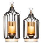 Lantern Decorative - Hurricane Candle Holder for Pillar Candle, Indoor Outdoor Tall Large and Small Candle Lantern, with Glass Shade, Set of 2,Gift for Wedding,Farmhouse,Table Centerpiece Decoration