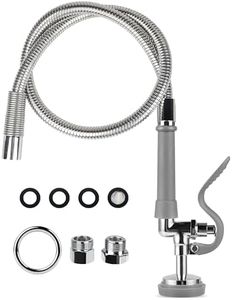 Commercial Sink Sprayer with Hose 38" Flexible Stainless Steel Hose with Pre-Rinse Spray Valve Nozzle Head Assembly for Restaurant Dish Faucets 2 Brass Adapters to Connect Swivel Spout