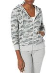 Amazon Essentials Women's French Terry Fleece Full-Zip Hoodie (Available in Plus Size), Grey, Camo, Large