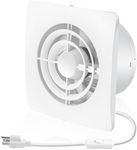 Fanspex 6-in Window Exhaust Fan for Bathroom, 17W Wall Mount Small Ventilation Fan for Kitchen Garage, 40dB Low Noise, 90CFM Air-flow, 5ft Long Cord