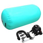 GLANT Air Mat Tumble Track AirSpot - Gymnastics Training Springboard - Round Inflatable Springboard (Air Roller-Mint GREEN（WIth Pump）, (Diam)23.6in*（H）39.4in)