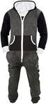 Mens Jumpsuit Non Footed Pajama Unisex One Piece Playsuit Adult Onesie With Hood Char-Black M