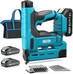 SEESII 18V Cordless Brad Nailer and Stapler 2-in-1 Kit, 18-Gauge Electric Nail Gun with 2×2.0Ah Batteries, Charger & 1000pcs Nails, Adjustable Depth for Woodworking, Upholstery, DIY Projects