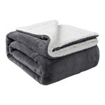 Aspire Homeware Sherpa Fleece Blanket Throws for Sofas Large - Soft Fluffy Thick Grey Throw Blanket for Bed King Size Reversible Microfiber Sofa Throw (200 x 240 cm)