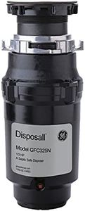 GE Disposall Continuous Feed 1/3 Horsepower Motor Garbage Disposer, Good for Grinding: Cooked Pasta & Fruit Peels, Easy Install Kit & Power Cord Included, Recommended for 1-2 Person Homes, GFC325N