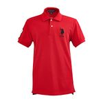 U.S. Polo Assn. Men's Short-Sleeve Polo Shirt with Applique, Red/Black, X-Large