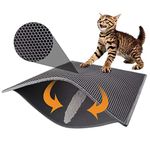 Pieviev Cat Litter Mat Trapper - 30 x 24 inch Honeycomb Double Layer Tapis Litiere Chat -Traps Messes, Easy Clean and Durable, Non Toxic Trapper Rug Suitable for Litter Tray (Gray)