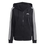 adidas Women's Essentials 3-Stripes Full-Zip Fleece Hoodie, black/white, L