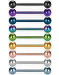 VCMART 14G Tongue Rings Nipple Straight Barbells Surgical Steel Body Piercing Jewelry 14mm