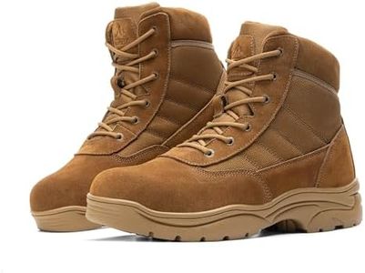NORTIV 8 Men's Waterproof Tactical Work Boots Leather Outdoor Hiking Military 6 Inches Motorcycle Combat Boots,Size 15,Coyote,CONTRACTOR-NEW