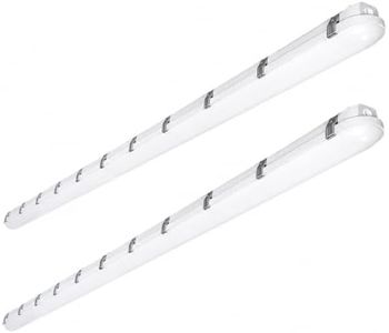 8FT LED Vapor Tight Light Fixtures 120W/110W/100W/90W Adjustable, 3K/3.5K/4K/5K/6.5K 5CCT Selectable, Dimmable IP65 Vapor Proof Lighting for Shop Light for Parking Carport Car Wash,ETL Listed 10 Pack