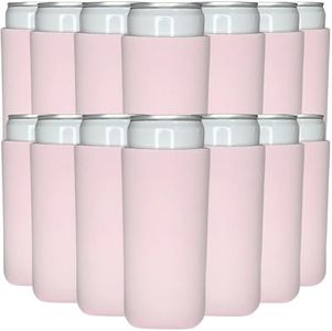 TahoeBay Slim Can Cooler Sleeves (50-Pack) Skinny Tall Cans 12 Oz Bulk Thin Seltzer Fit Sublimation Blanks for Vinyl Plain Blank Foam Beer Bottles Black White Assorted Solid Set (Blush)
