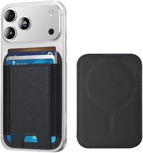 HiWe for MagSafe Wallet, Strongest Magnetic Wallet for iPhone 16/15/14/13/12 Series, 7 Cards Holder, Magnetic Phone Wallet, Leather Minimalist Slim RFID for iPhone Wallet, 1 Slot, Black & Black