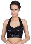 asoita Women's Sequin Back Closure Halter Neck Sleeve Less Designer Saree Lehenga Readymade Padded Blouse…