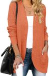 ZESICA Women's Fall Winter Long Sleeve Open Front Casual Lightweight Soft Knit Cardigan Sweater Outerwear,Orange,X-Large