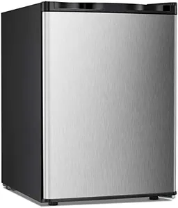 Antarctic Star Compact Chest Upright Freezer Single Door Reversible Stainless Steel Door, Compact Adjustable Removable Shelves for Home Office, 2.1 cu.Silver