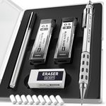 Nicpro Graph Gear 0.5 mm Mechanical Pencils Set in Case, Metal Pencil with Lead Refills, Eraser for Professional & Adult Art Writing Drafting Drawing