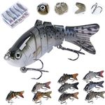 Matymats Fishing Lures for Bass Trout 6 Segmented Multi Jointed Swimbait Slow Sinking Bionic Swimming Lures Freshwater Saltwater Lifelike Bass Pike Walleye Crappie Lures