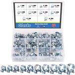 Glarks 84Pcs 10 Size Mini Fuel Injection Style Hose Clamp Assortment Kit For Diesel Petrol Pipe