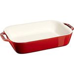 STAUB Glass Enamel Ceramic Rectangular Oven Dish, Casserole Dish - Microwave & Freezer Safe - 10.5" x 7.5", Large, Red