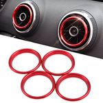 Aluminum Alloy Air Condition Air Vent Outlet Ring Cover Trim Decoration Sticker For AUDI A3 S3 2013-2016/Q2 2017 Accessories,car-styling 4pcs (Red)