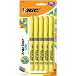 BIC Brite Liner Grip Highlighters, Chisel Tip, 5-Count Pack of Highlighters, Yellow, Ideal Highlighter Set for Organizing and Colouring