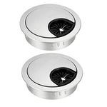 uxcell Cable Hole Cover, 2Inch/50mm Zinc Alloy Desk Wire Cord Cable Grommets Hole Cover for Office PC Desk Cable Cord Organizer, 2Pcs Silver Tone